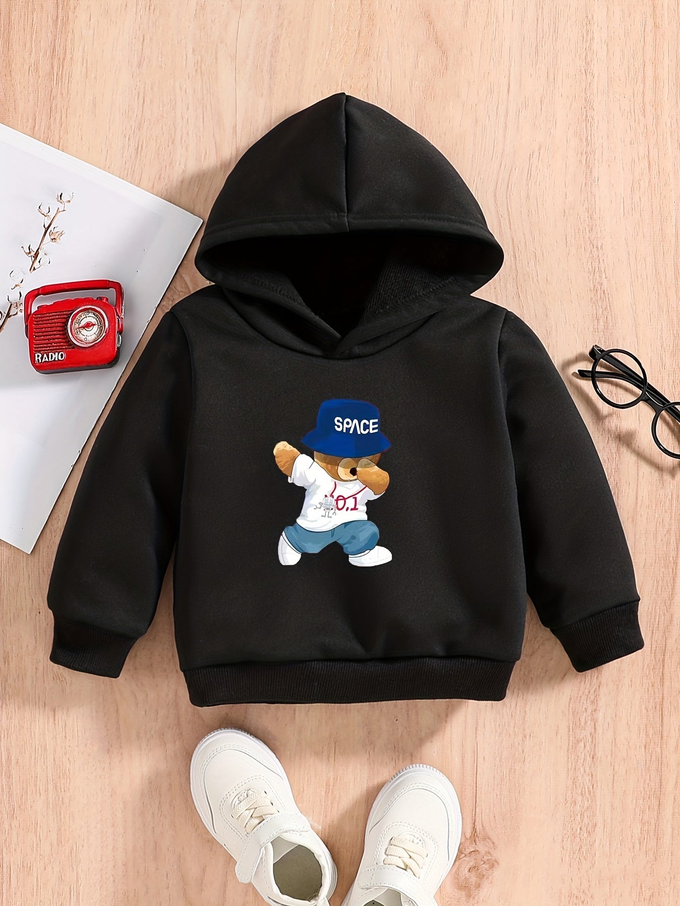 Bear Print Baby Casual Hooded Sweatshirt