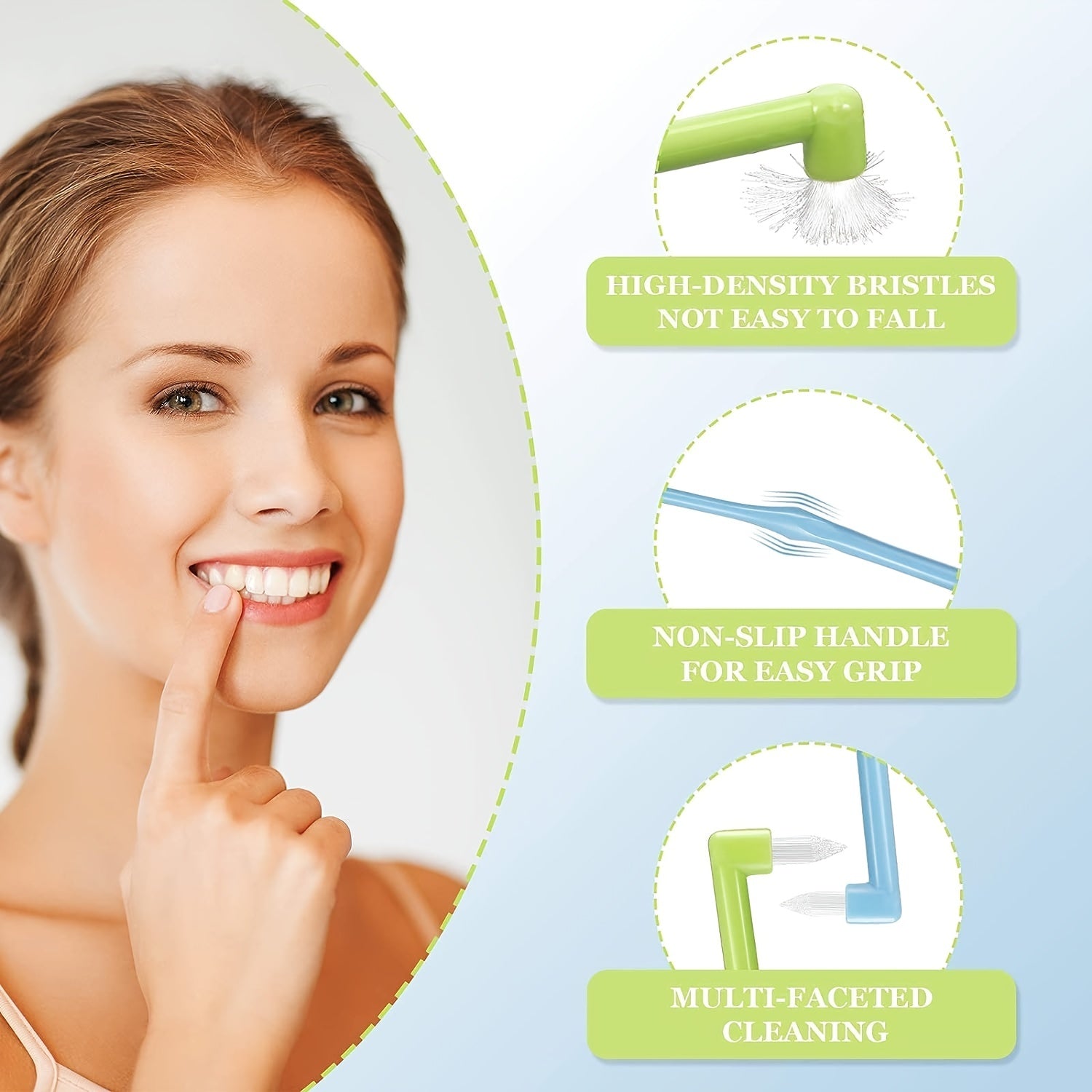 2pcs Slim Interspace Toothbrushes for Detail Cleaning Green