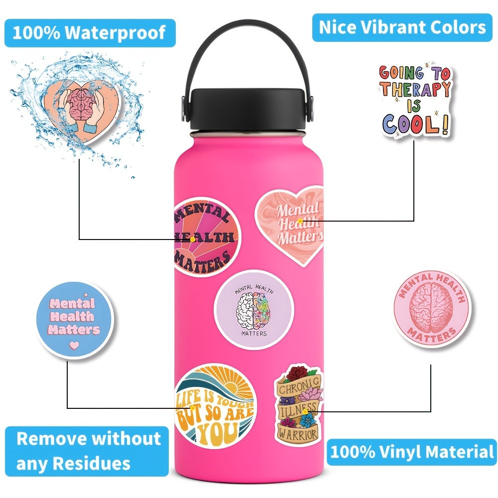 104pcs Mental Health Stickers: Laptop, Water Bottle & More