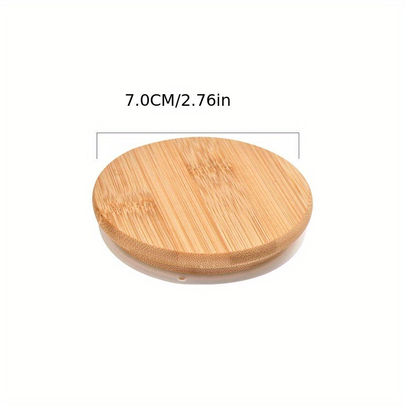 10pcs Reusable Bamboo Oui Lids with Silicone Sealing Rings for Oui Yogurt Jars