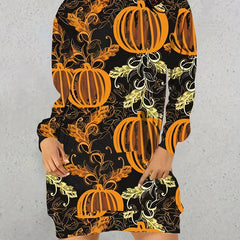 Floral & Pumpkin Plus Size Halloween Hoodie