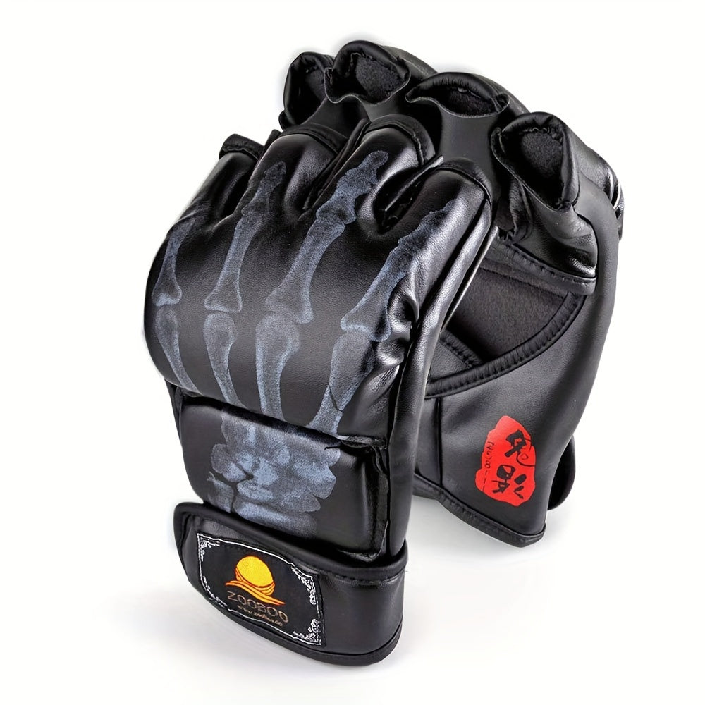 Half Finger Boxing Training Gloves with Adjustable Wrist Strap Unisex Gloves