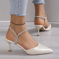 Rhinestone Stiletto Heel Sandals Point Toe Summer Glitter Dress Shoes
