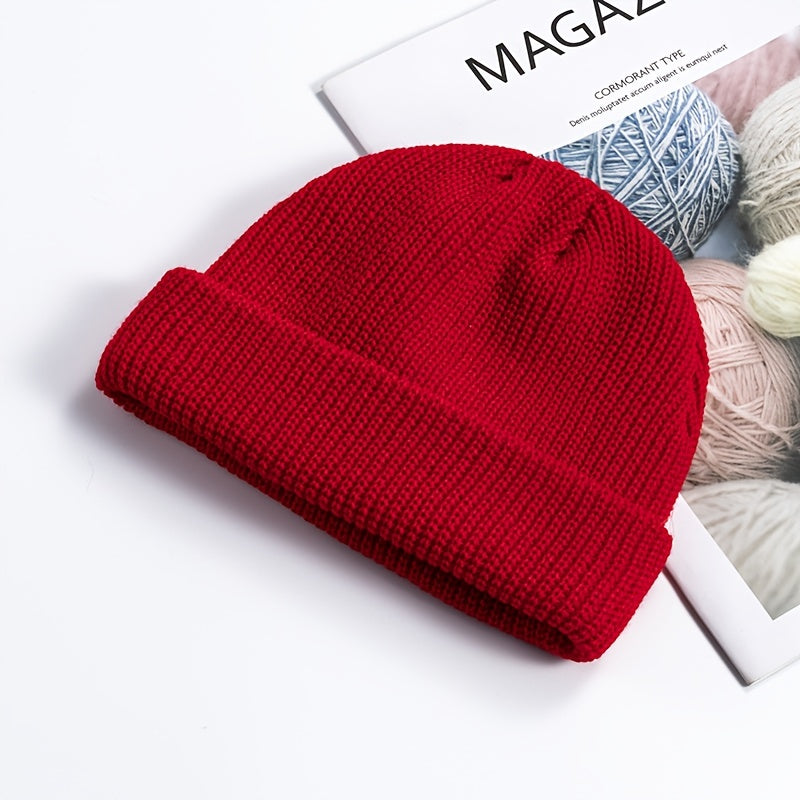 Retro Cotton Brimless Flip up Hat - Adjustable Rolled Cuff