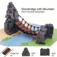 Blocks Drawbridge Set Mountain Jungle Forest Construction Building Bricks DIY