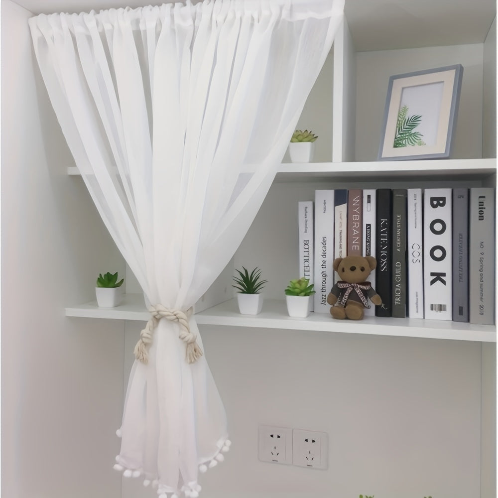Modern Kitchen Curtain with Beads Rod Pocket Cabinet Curtain 39x31