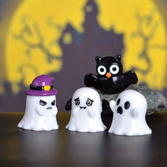 Halloween Wizard Ghost Crystal Ball Decoration 2-3in Pumpkin Ghost Trinket