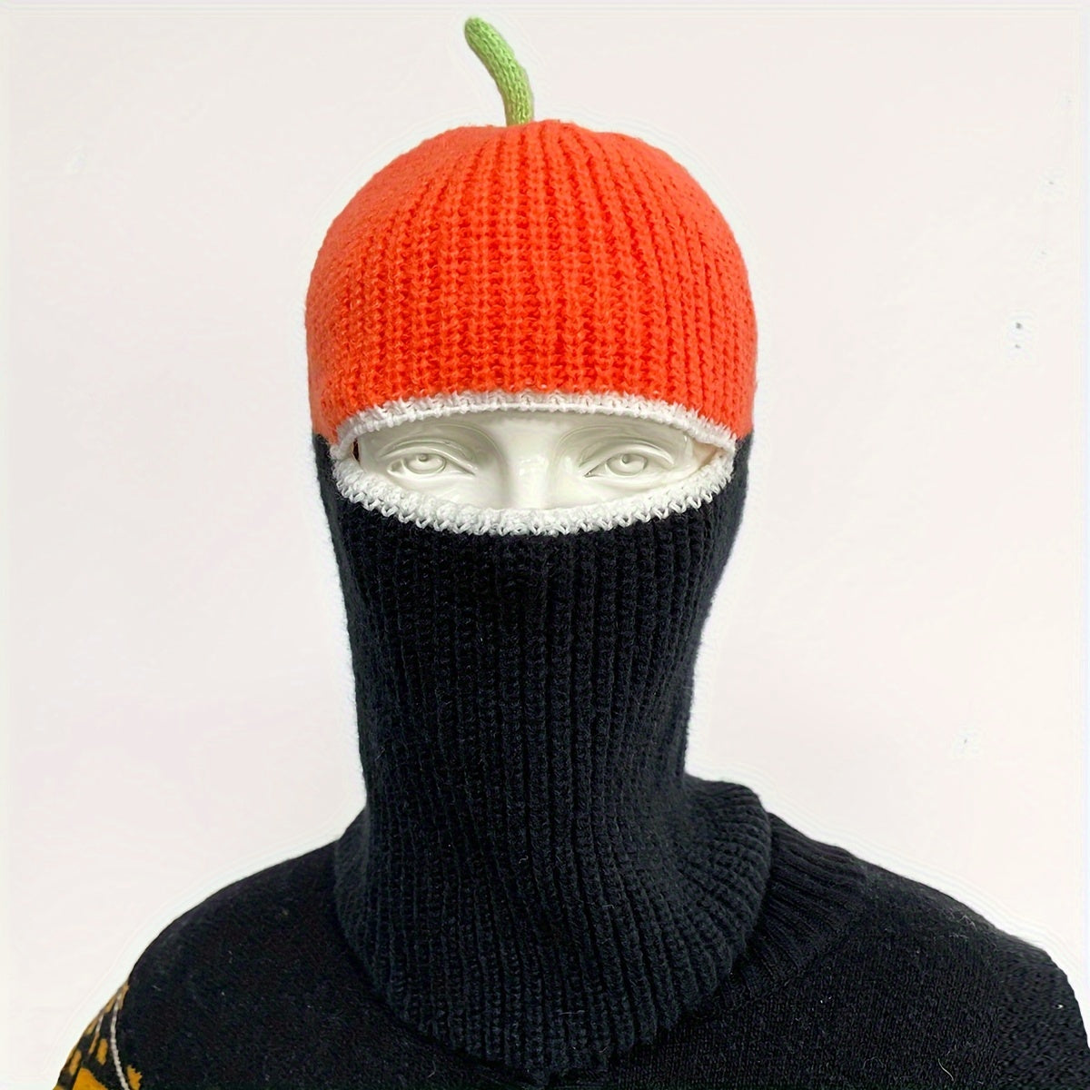 Unisex Warm Pumpkin Mask & Woolen Knitted Hat