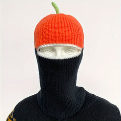 Unisex Warm Pumpkin Mask & Woolen Knitted Hat