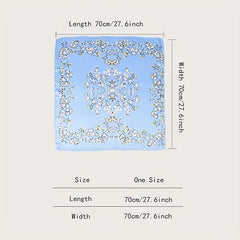 Small Flower Print Bandana Silk Square Scarf Satin Neckerchief Head Wrap