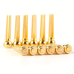 6 Pc Acoustic Guitar Bridge Pin Set Solid Copper & Brass Enhance Performance