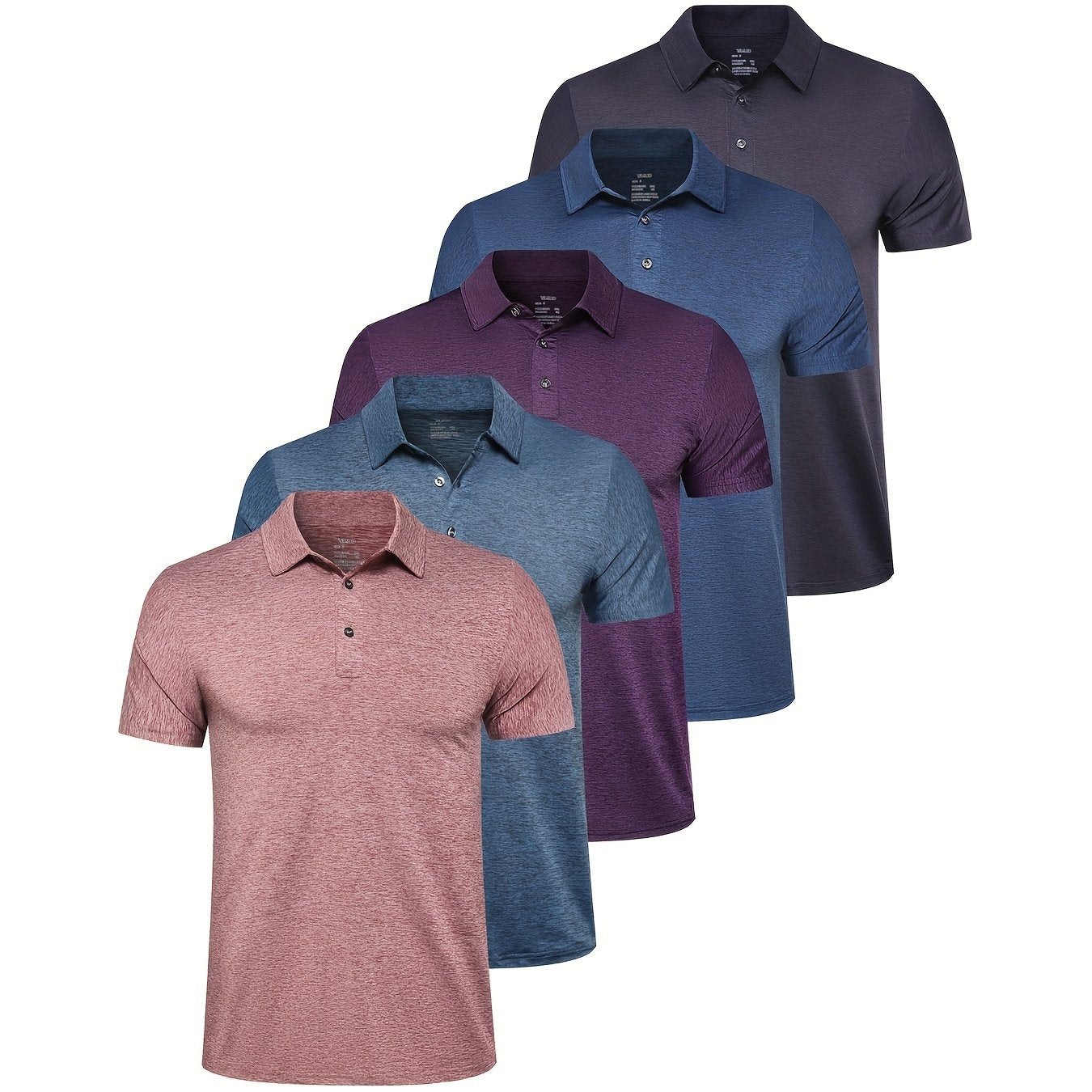 5 Pack Men's Quick Dry Golf T Shirt Performance Moisture Wicking Casual Workout