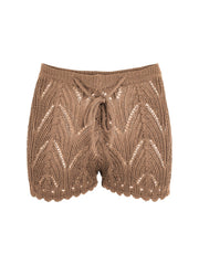 Solid Eyelet Drawstring Shorts Vacation Elastic Waist Shorts
