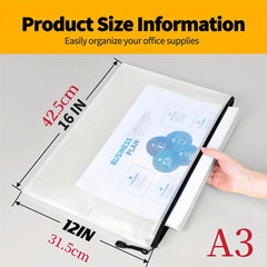 5pcs Mesh Zipper File Bag A3 Size Waterproof Zipper Bag A4 A5 Size