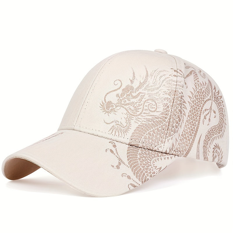 Dragon Print Baseball Cap Breathable Sunscreen Hat Outdoor