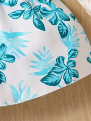 Baby Girls Leaf Graphic Print Belted Dress