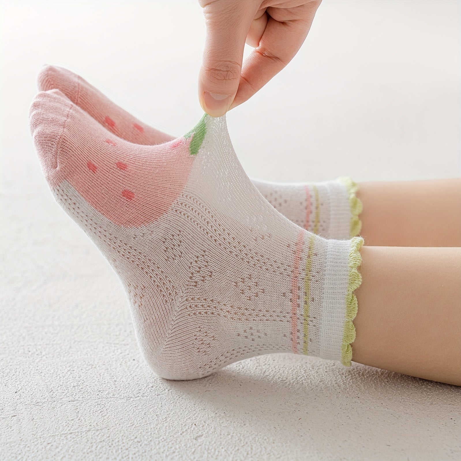 Cartoon Ruffled Flower Knit Crew Socks for Kids
