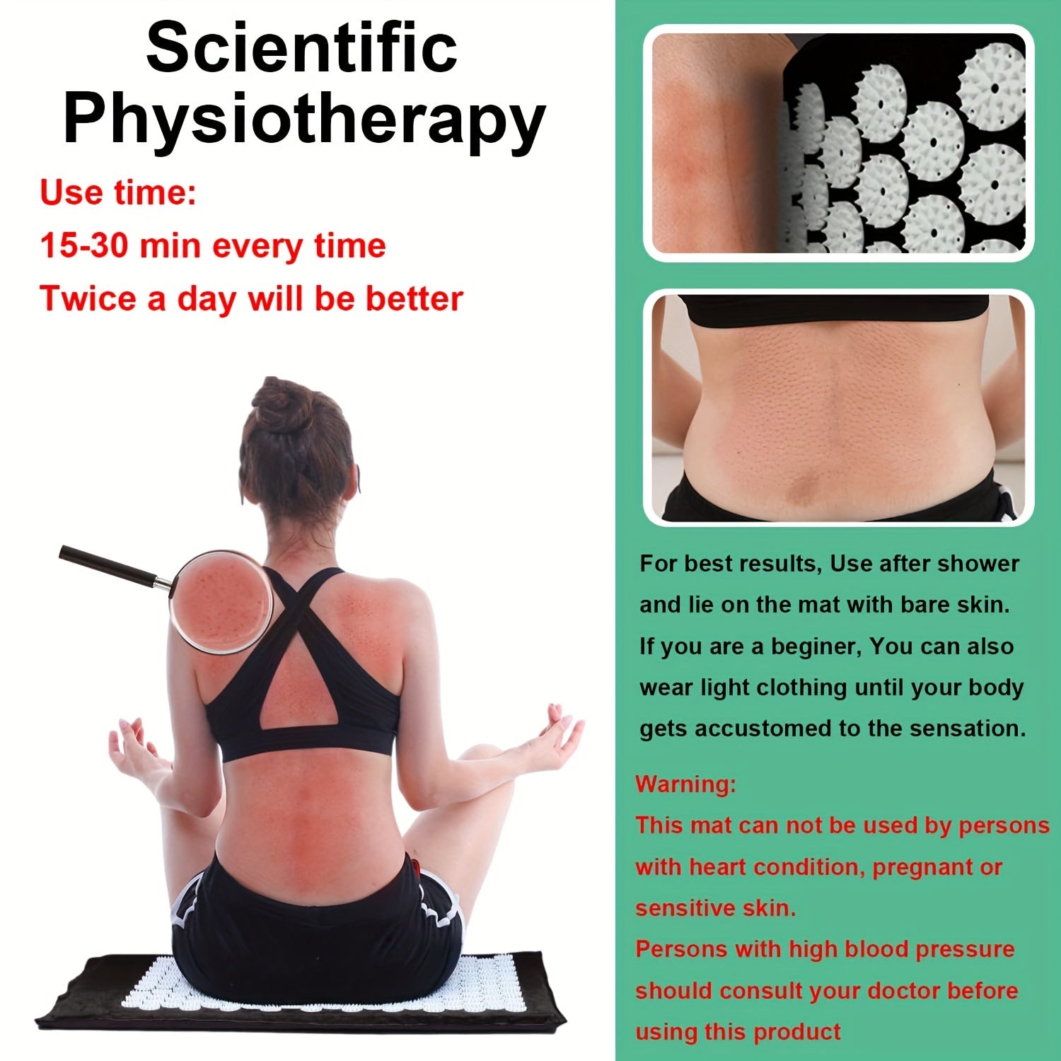 Acupressure Massage Mat and Pillow Set Relieve Back and Neck Stress