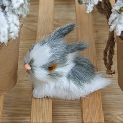 Handcrafted Simulated Rabbit Mini Set of Four Decorations for Lawn and Home Use