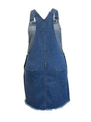 Preppy Denim Dress Women's Plus Solid Raw Trim