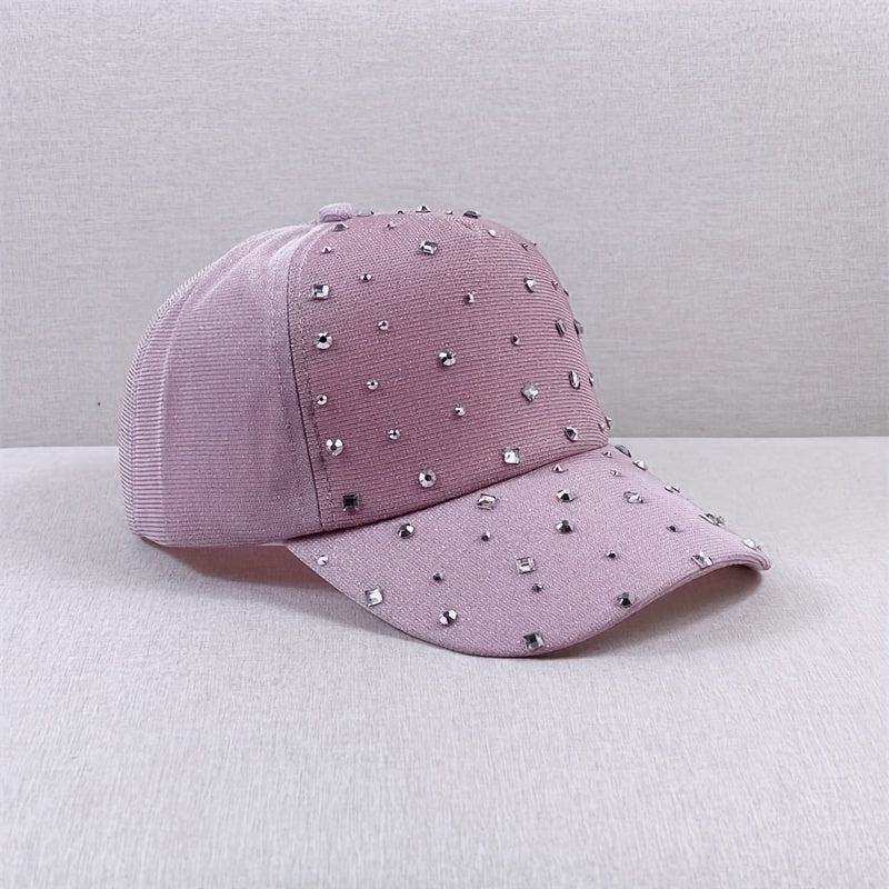 Rhinestone Glitter Trucker Hat Pink Mesh Baseball Cap Lightweight Sunshade