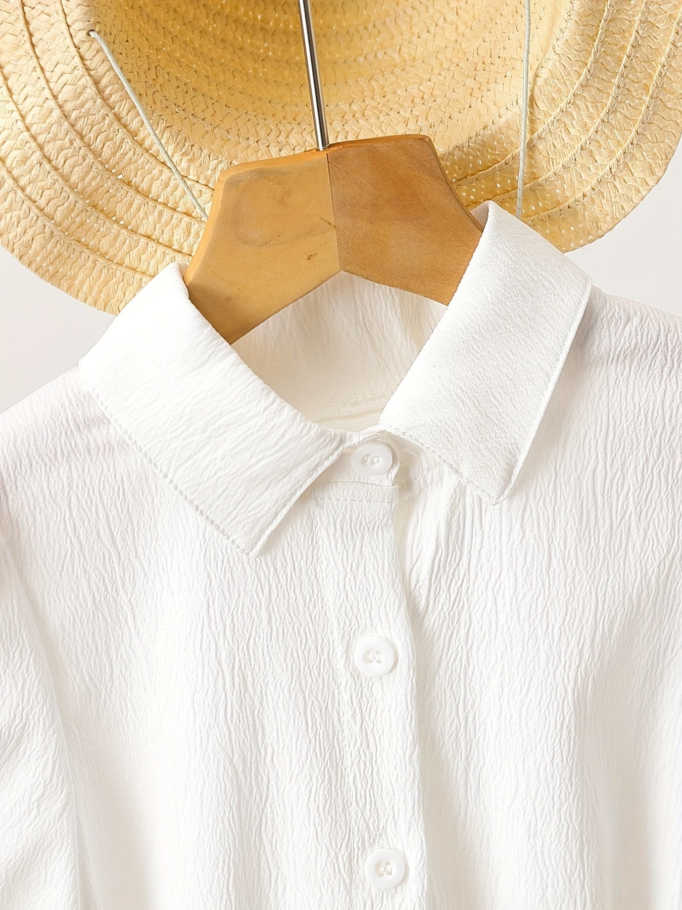 Toddler Girls Puff Sleeve Button Casual Belted Shirt Dress