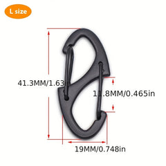 10pcs Stainless Steel S Type Carabiner Keychain Hooks With Lock