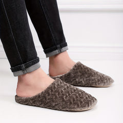 Soft Plush Cozy House Slippers Anti-skid Slip-on Shoes for Men