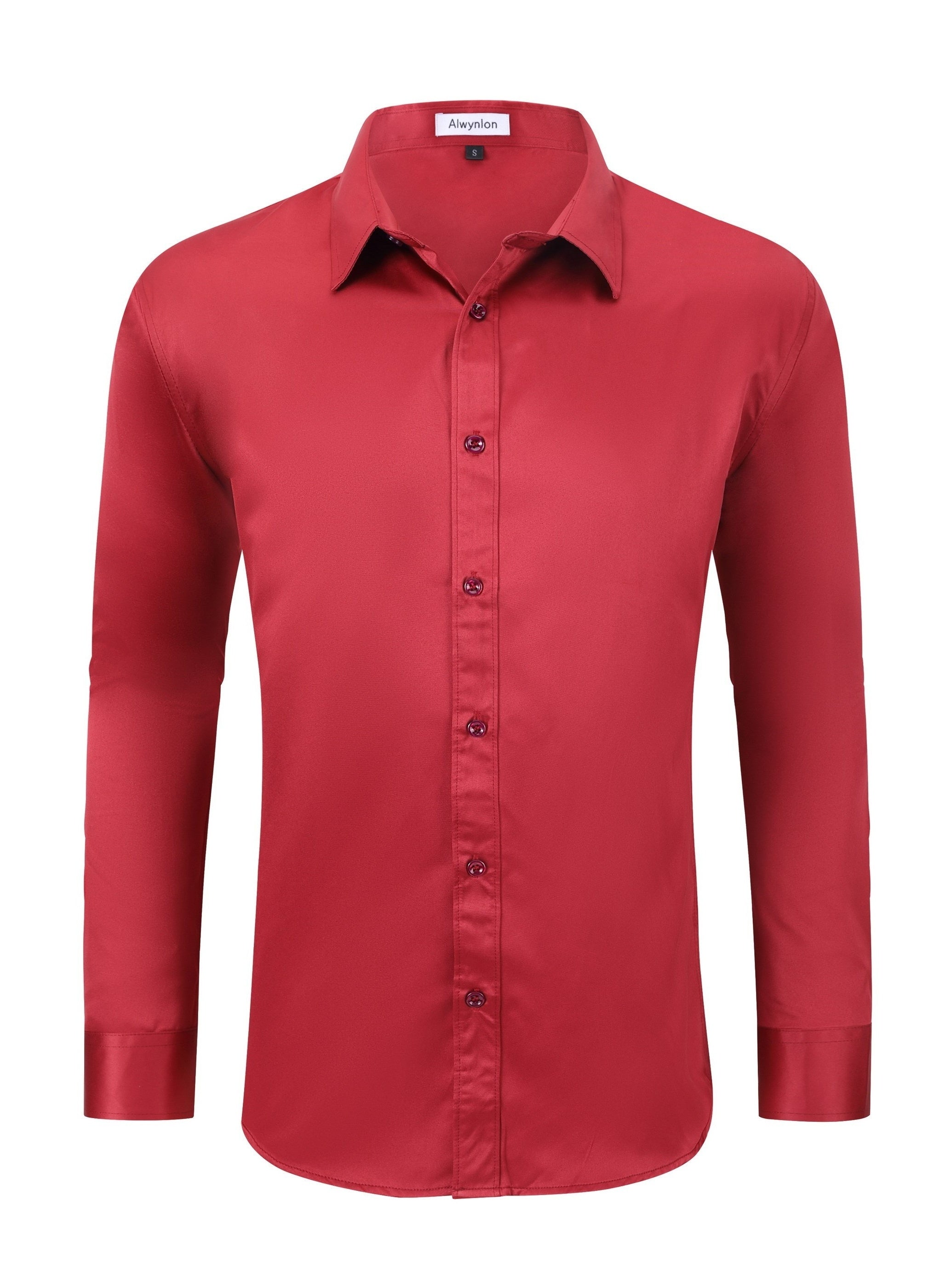 Men's Satin Button Up Shirt for Business Occasions