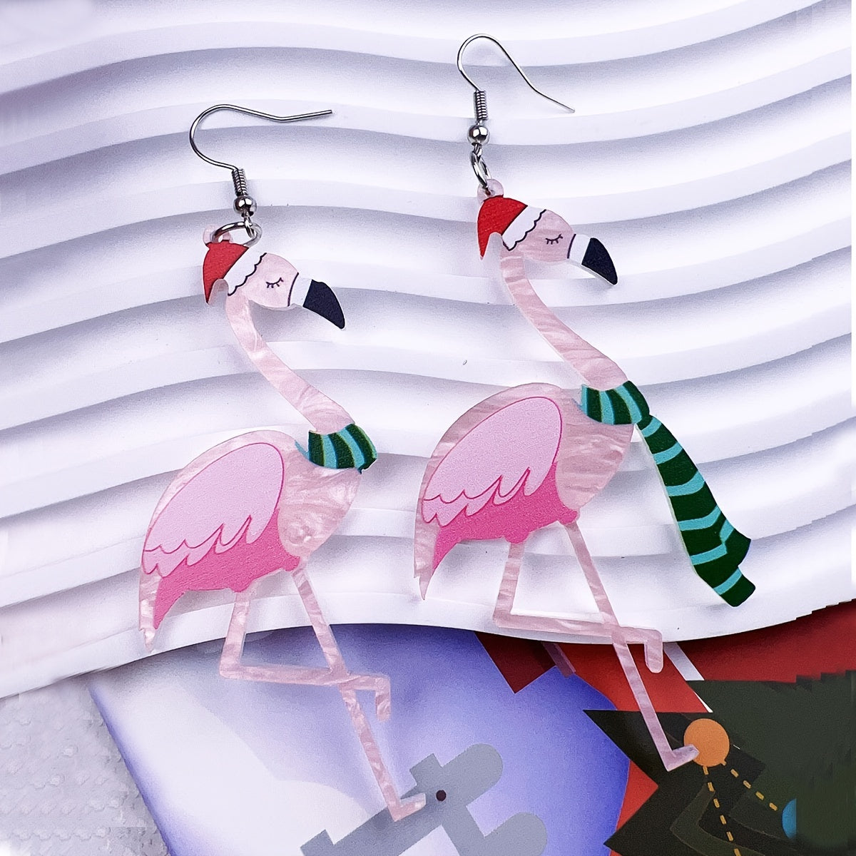 Christmas Hat Scarf Animal Earrings Festive Party Decoration