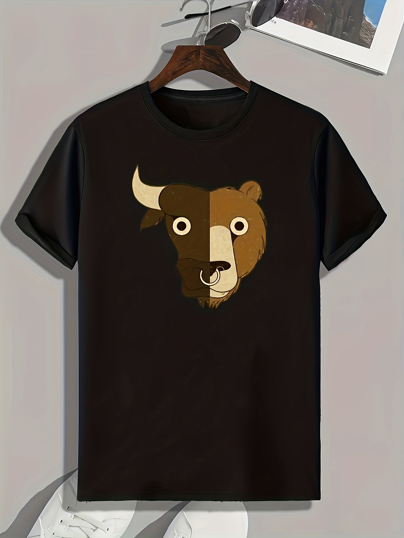 Ox & Bear Pattern Print Men's Sports T-shirt
