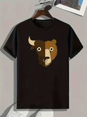 Ox & Bear Pattern Print Men's Sports T-shirt