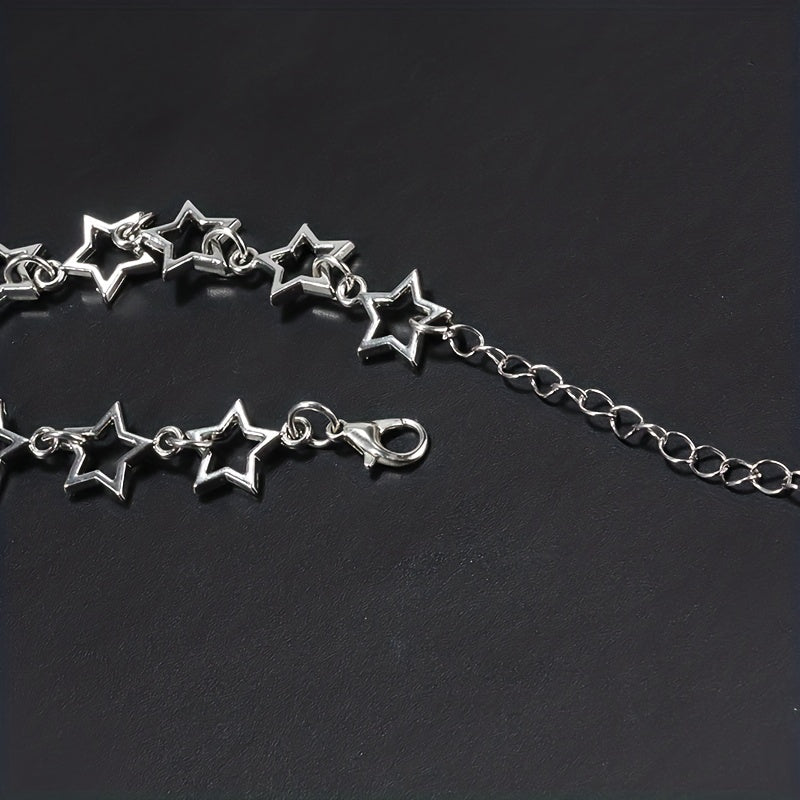 Hollow Star Chain Bracelet Silver Jewelry Gift For Girls