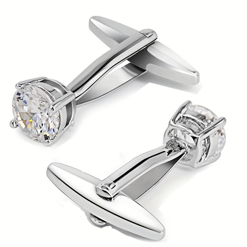 Sparkling Diamond Cufflinks Set for Wedding Parties