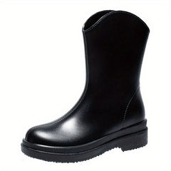 Women's Solid Non slip Medium Calf Rain Boots Waterproof