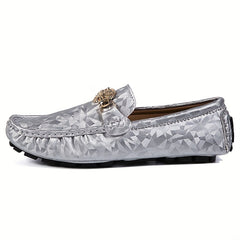 Men's Metallic Decor Leather Loafer Shoes