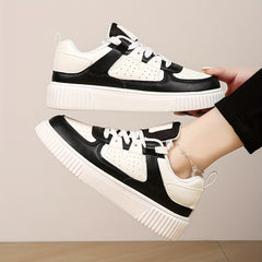 Women's Lightweight Faux Leather Skate Shoes for Outdoor Sports