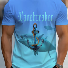 Fish Pattern T shirt Men's Casual Street Style Stretch Tee Shirt