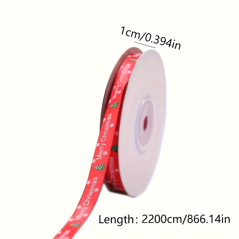 Christmas Gift Wrapping Ribbon Silk Tree Pattern Red Ribbon 866 Inches