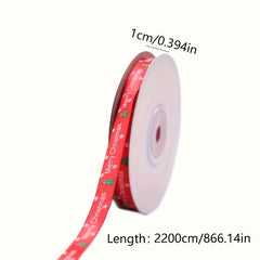 Christmas Gift Wrapping Ribbon Silk Tree Pattern Red Ribbon 866 Inches