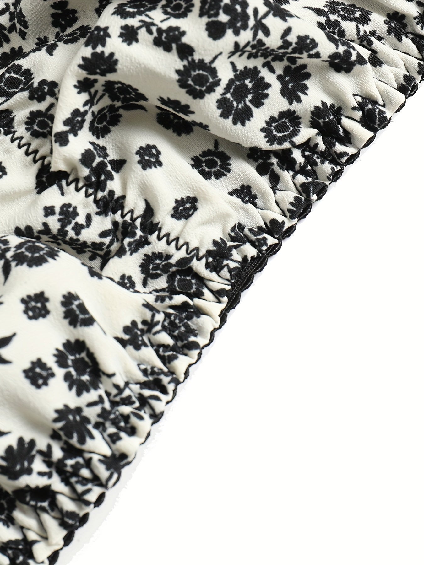 Floral Print Ruffled Bandeau & Brief Set