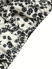 Floral Print Ruffled Bandeau & Brief Set