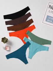 7pcs Seamless Low Waist Thongs Breathable Panties Lingerie Women's Underwear