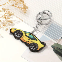 Stylish Yellow Sports Car Key Chain