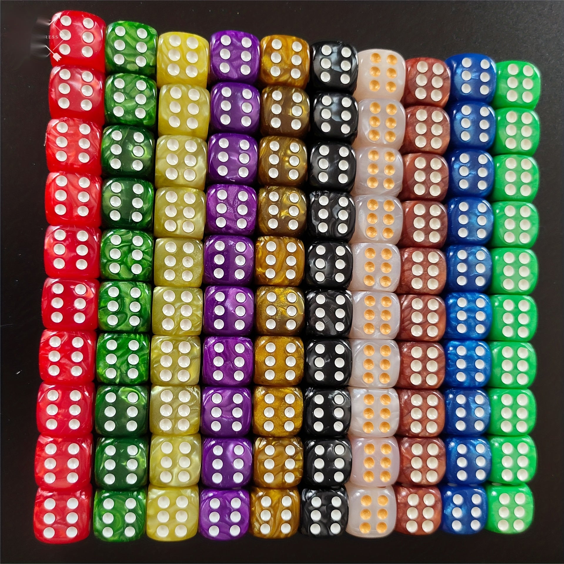 100pcs 16MM Round Pearl Pattern Dice 6 sided Dice Game Set