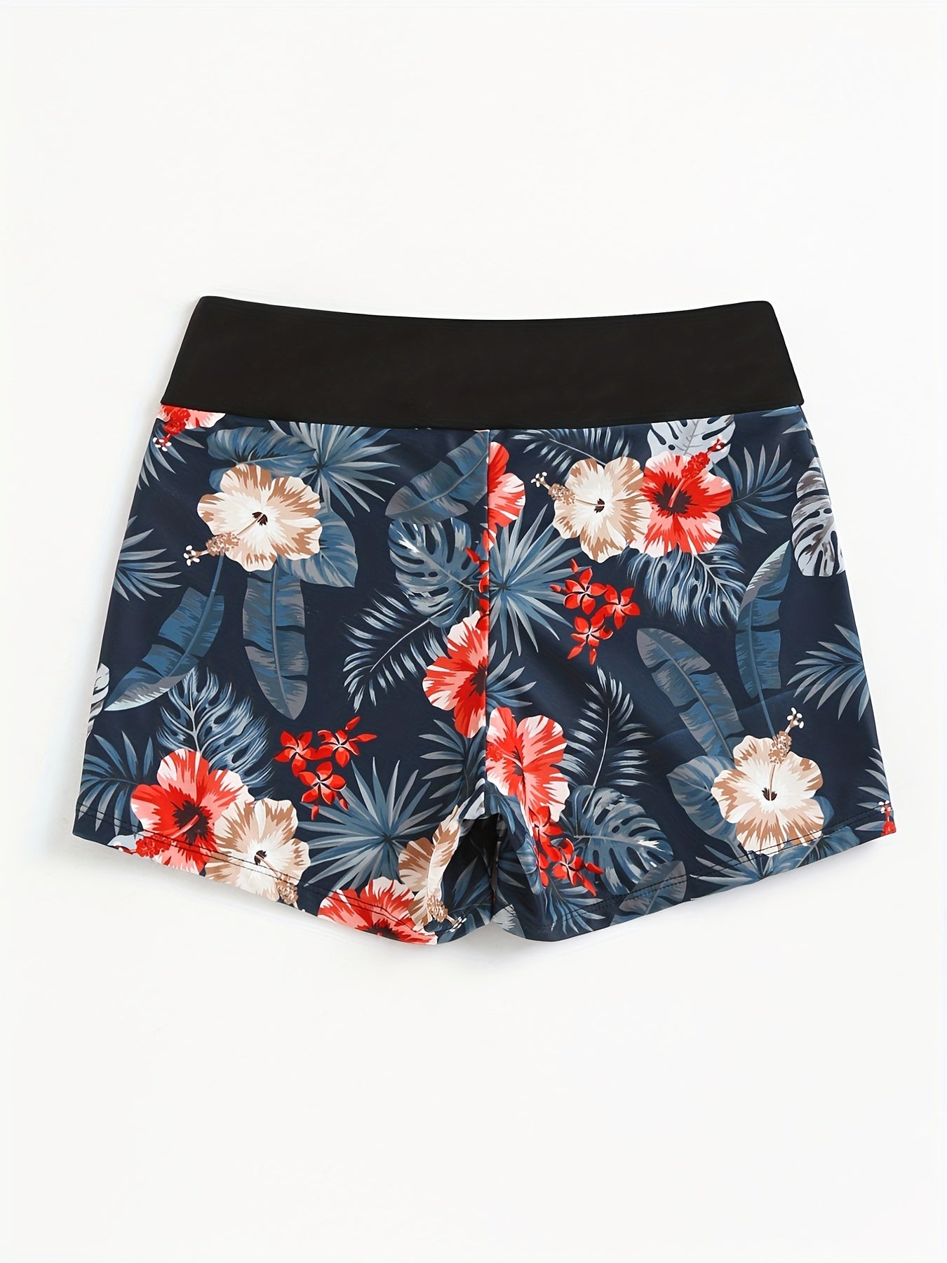 Tropical Print Sexy Boxer Short Bottom High Waist Swimwear