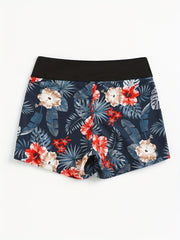 Tropical Print Sexy Boxer Short Bottom High Waist Swimwear