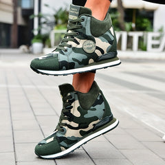 Women's Camo Combat Boots Lace Up Round Toe Outdoor Hiking Shoes