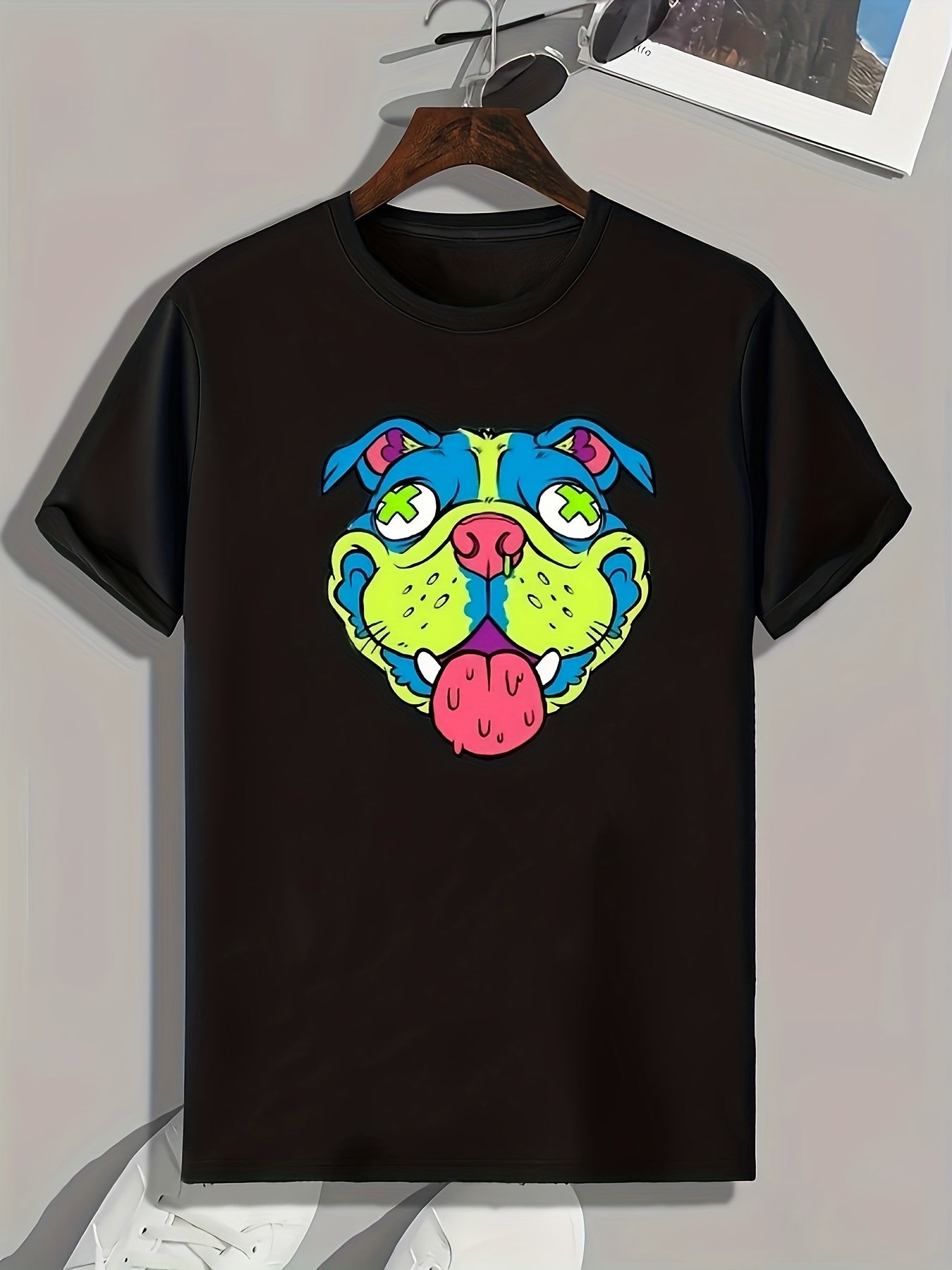Dog Pattern Print Men's Sports T-shirt Graphic Tee Outdoor Clothing Fitness Gift