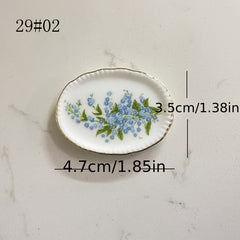 Dollhouse Ceramic Plate with Natural Pattern - Kitchen Props